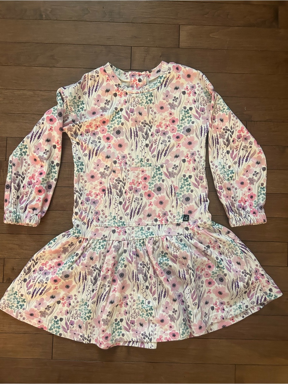 Girls' Floral Long-Sleeve Dress - Pastel Pink